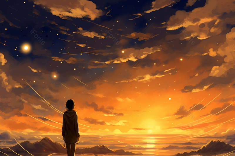 夜空中最亮的落日和优雅的背景插画,插画/手绘图,插画/手绘图库,插画/手绘图下载,插画/手绘